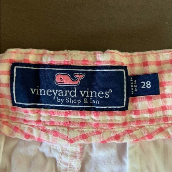 VINEYARD VINES Men's Seersucker Check 7" Breaker Shorts Island Sunset Pink 28 - Picture 8 of 11